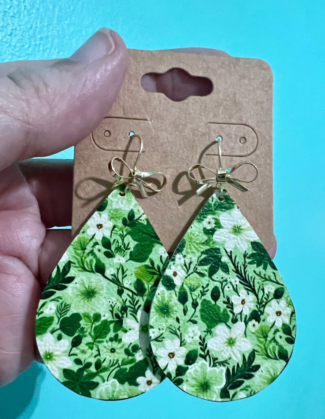 Spring Greens Leather Earrings