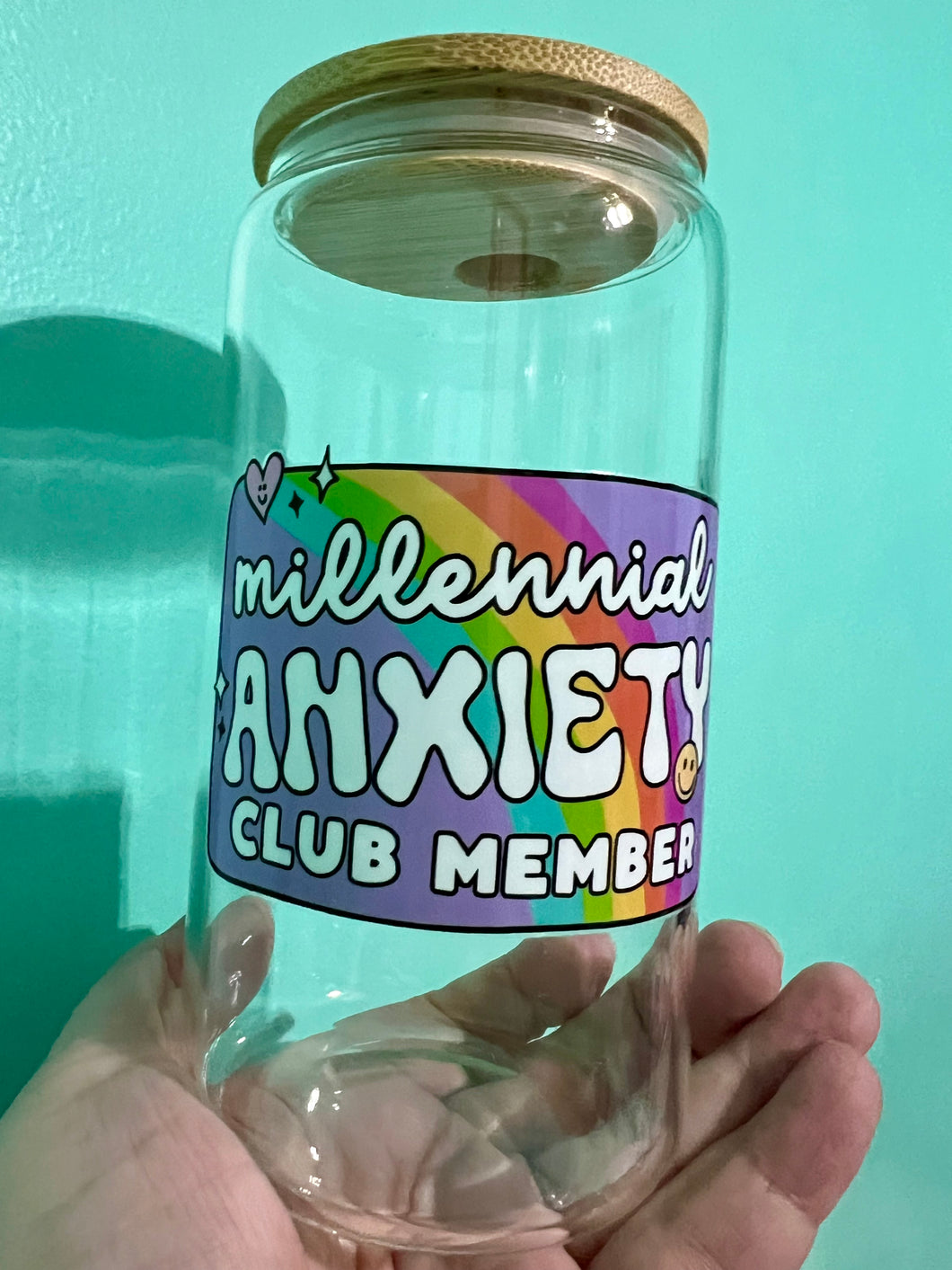 Milennial Anxiety Club Glass Can