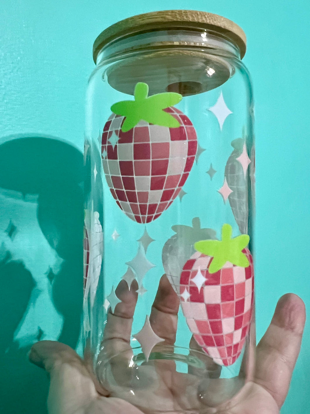 Disco Strawberries Glass Can