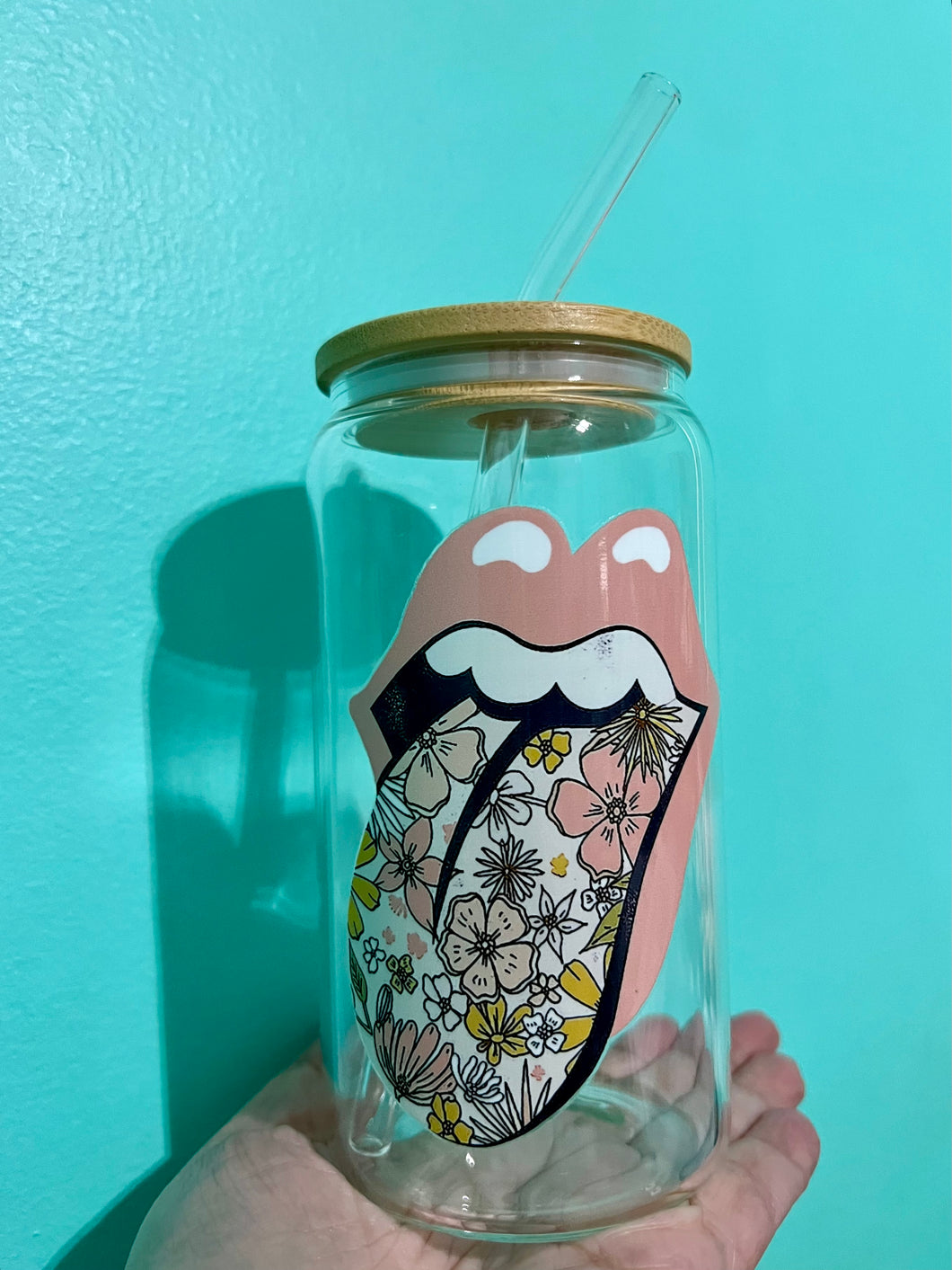 Floral Tongue Glass Can