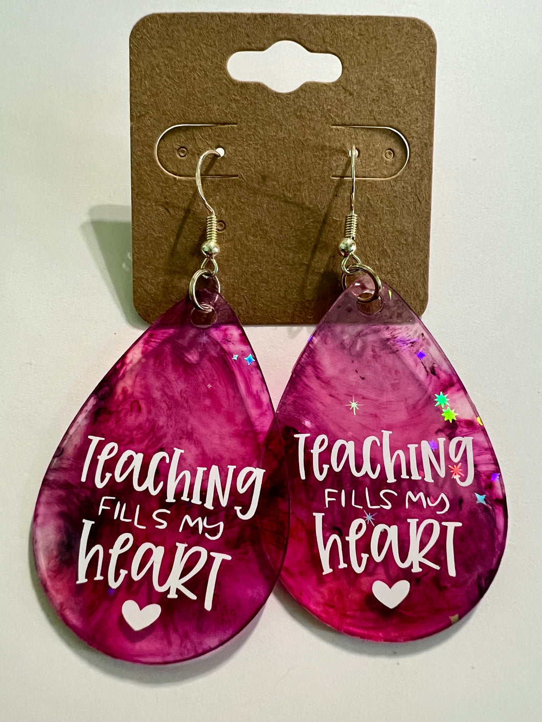 Teacher with Heart Acrylic Earrings