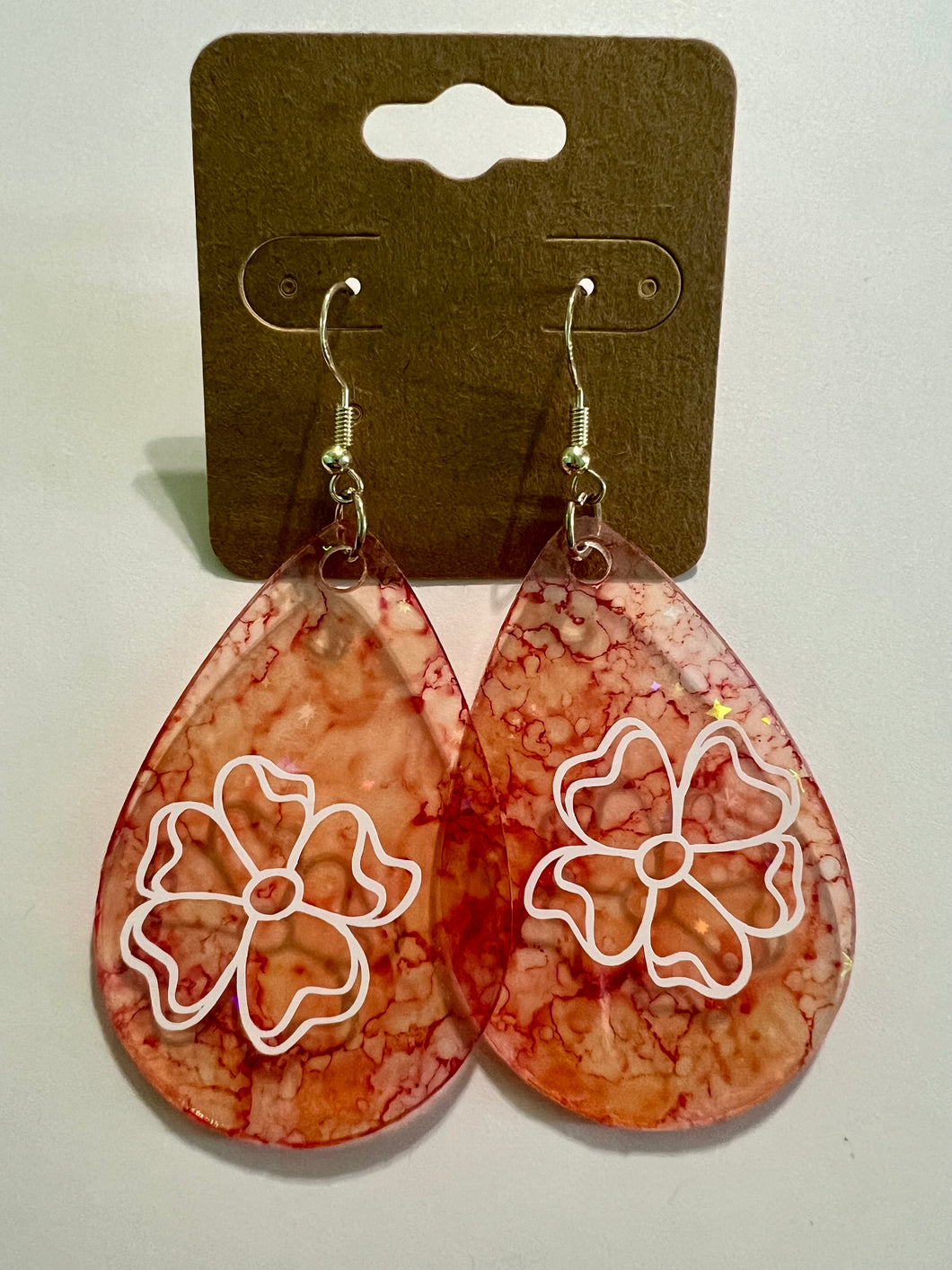 Peachy Floral Acrylic Earrings