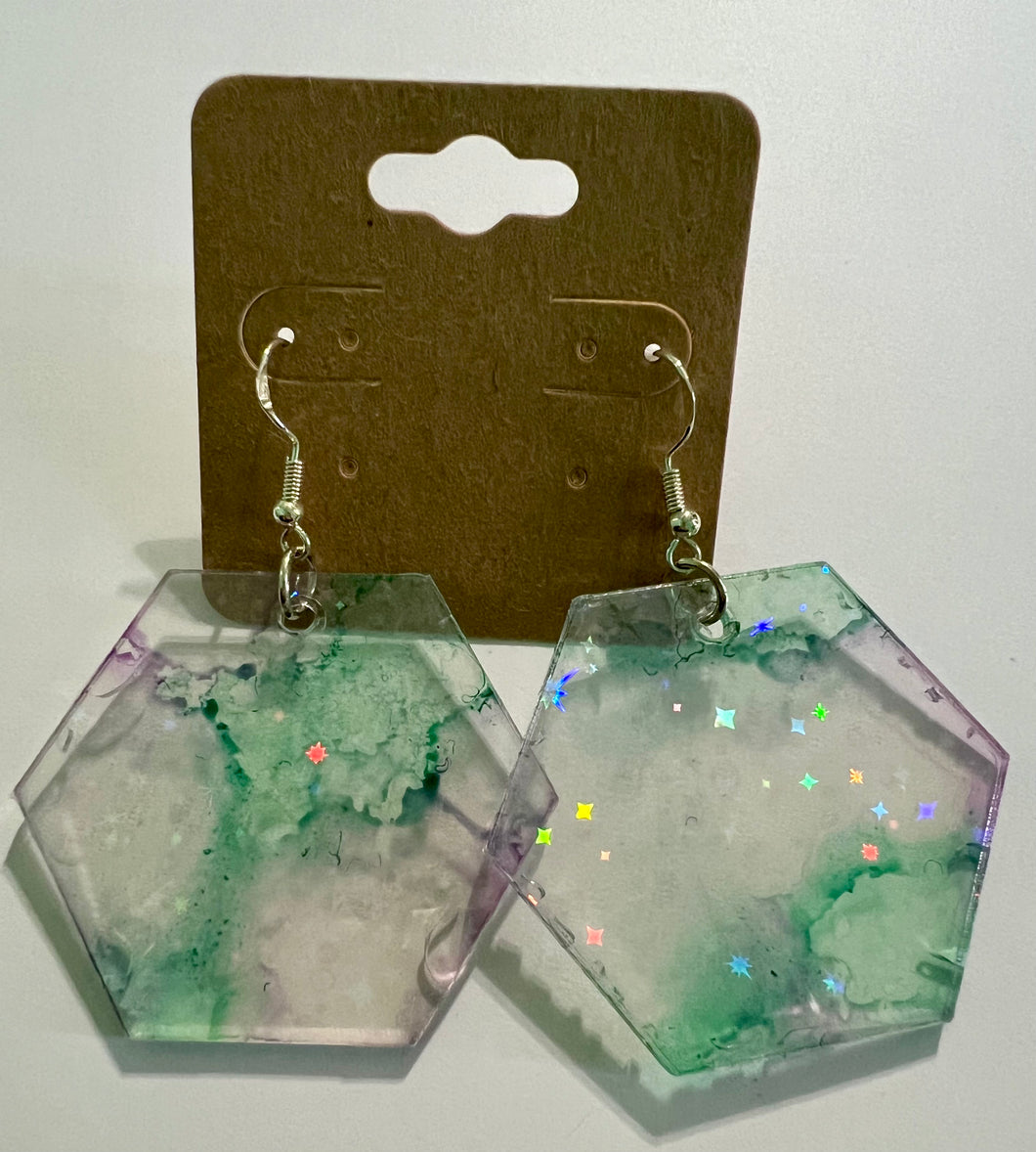 Moody Hexagon Acrylic Earrings