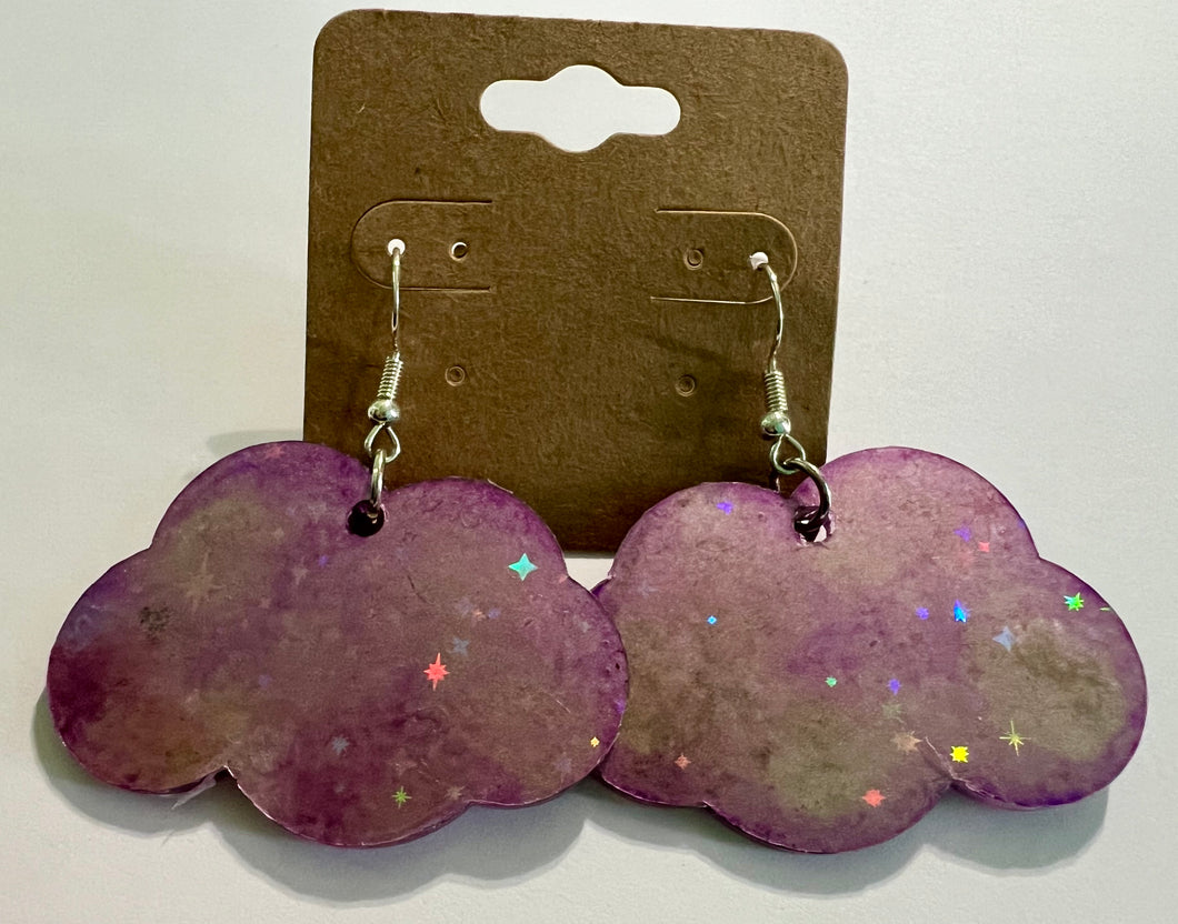 Purple Skies Cloud Acrylic Earrings