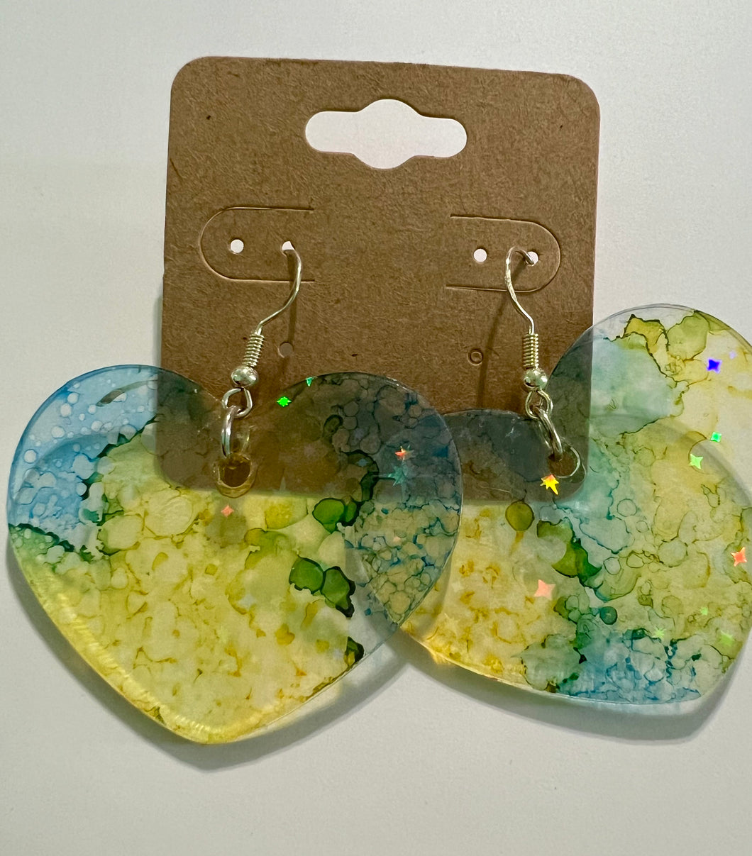 Love Earth Heart Acrylic Earrings