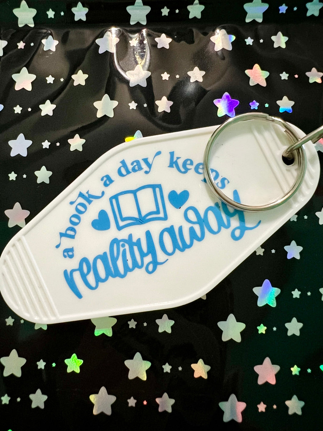 Books Keep Reality Away Keychain