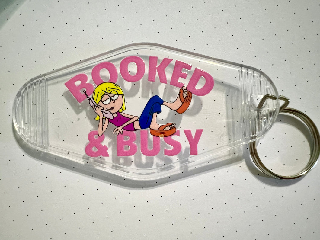 Clear Booked & Busy Keychain