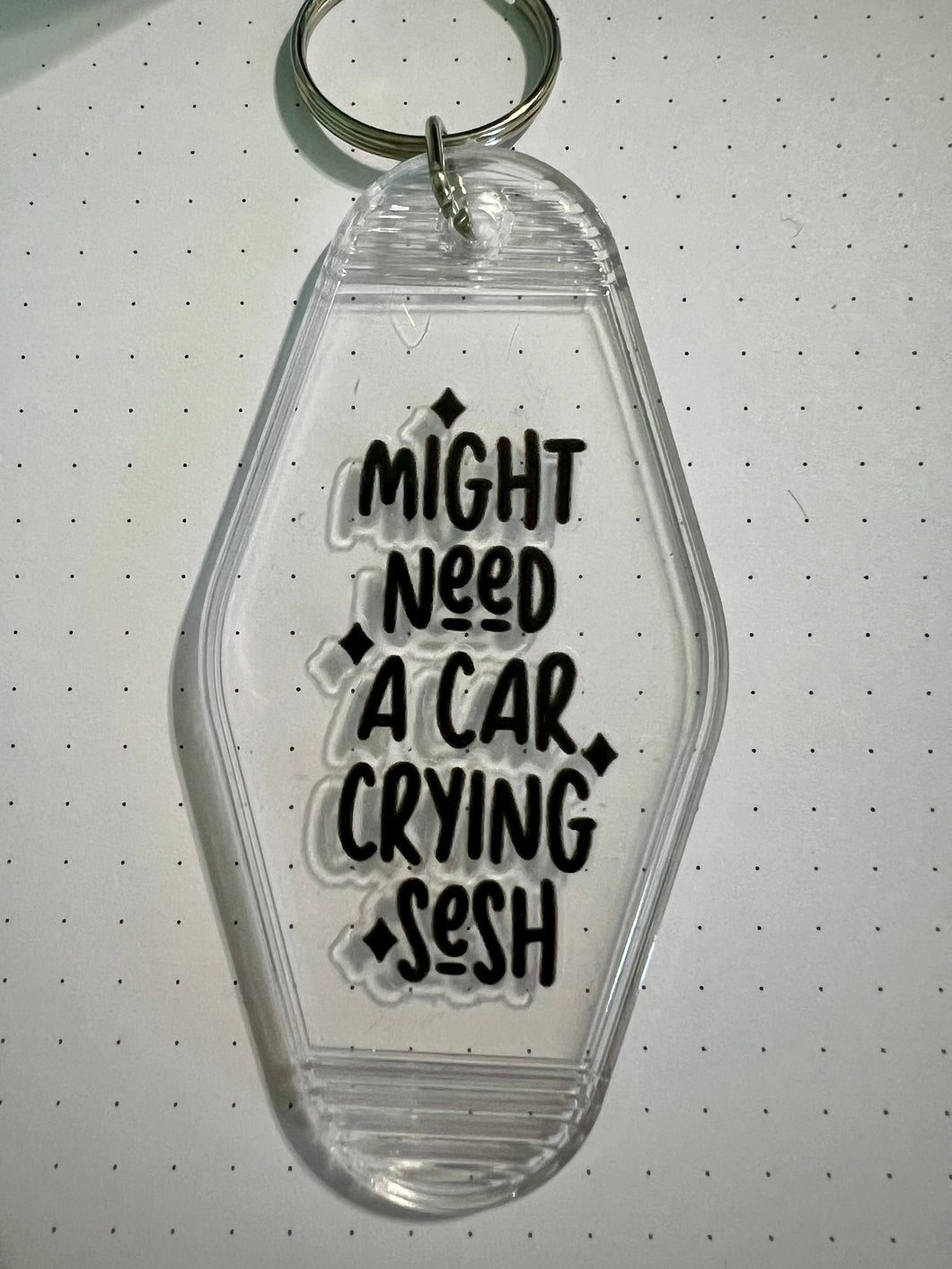 Clear Car Crying Sesh Keychain