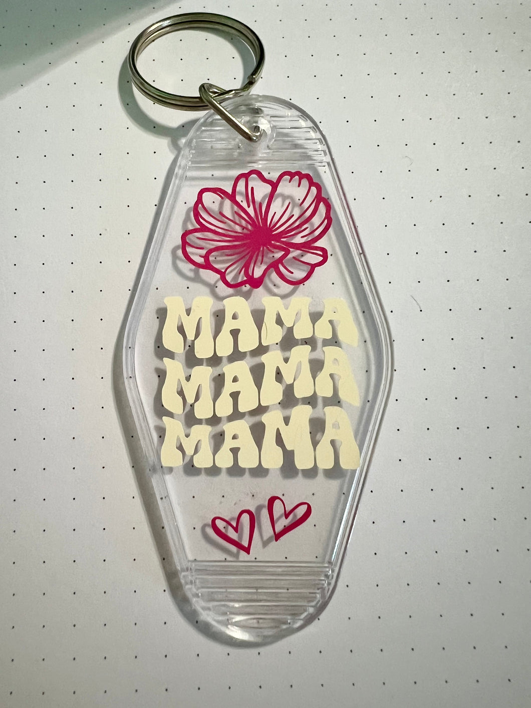 Clear Floral Mama Keychain