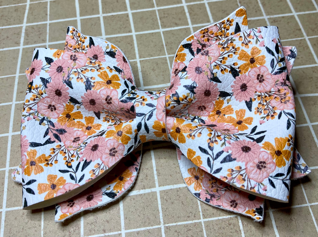 Orange Floral Medium Bow