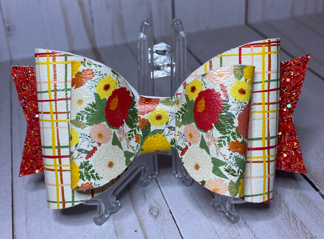 Floral Plaid Big Bow