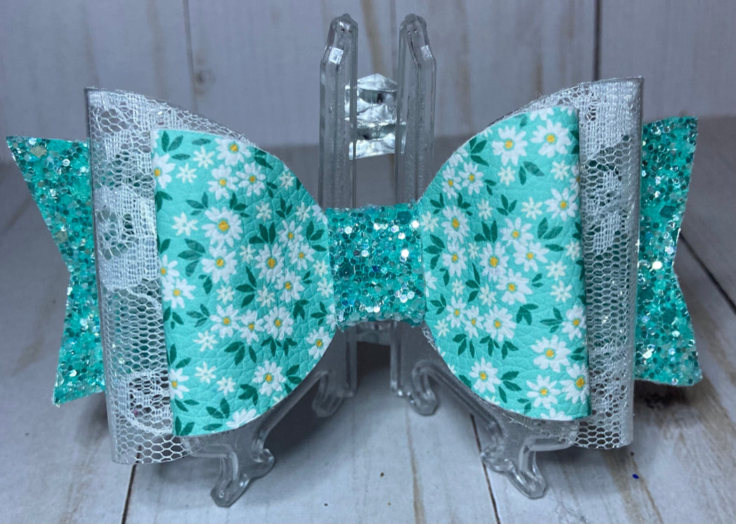 Lacy Teal Big Bow