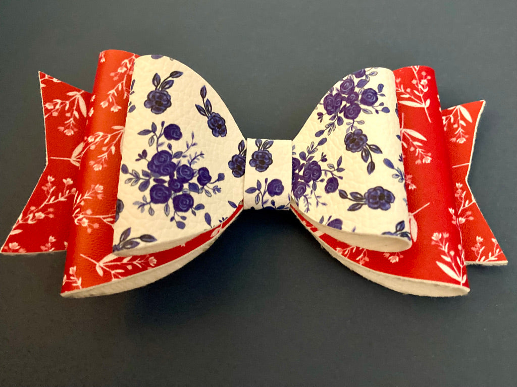 Red, White, and Floral Big Bow