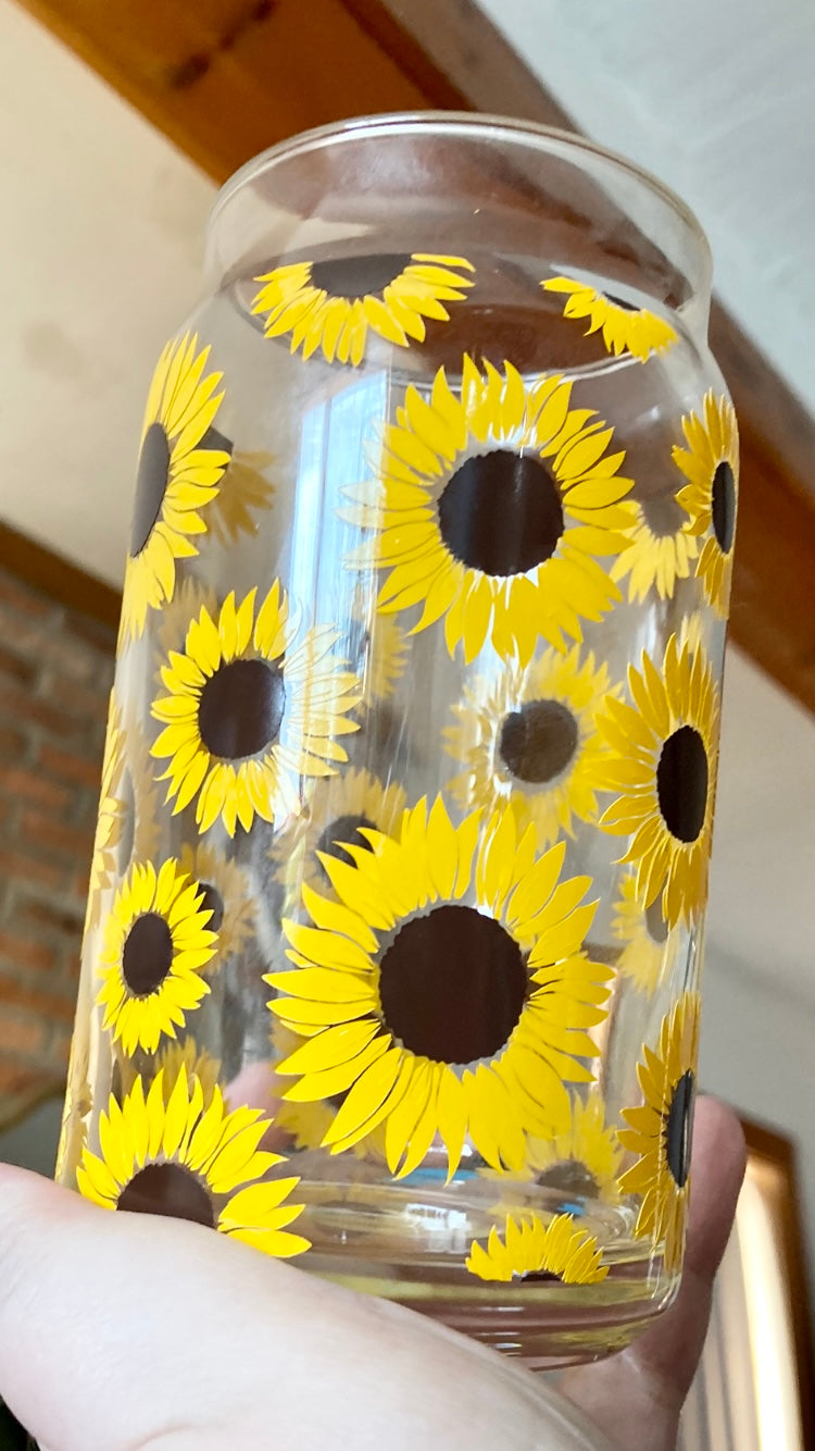 Sunflower Glass Can